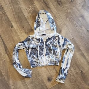 579 crop top Long sleeve zip up hoodie